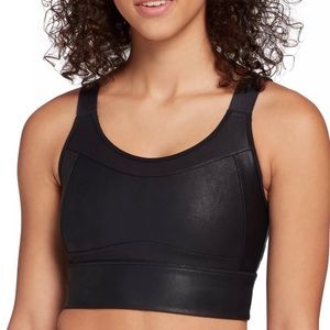 CALIA Sculpt Faux Leather Seamed Long Line Bra